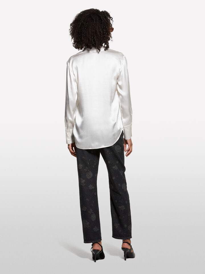 Camisa branco nata 100% seda - camisas para mulher - Branco Nata | Sisley image number 2